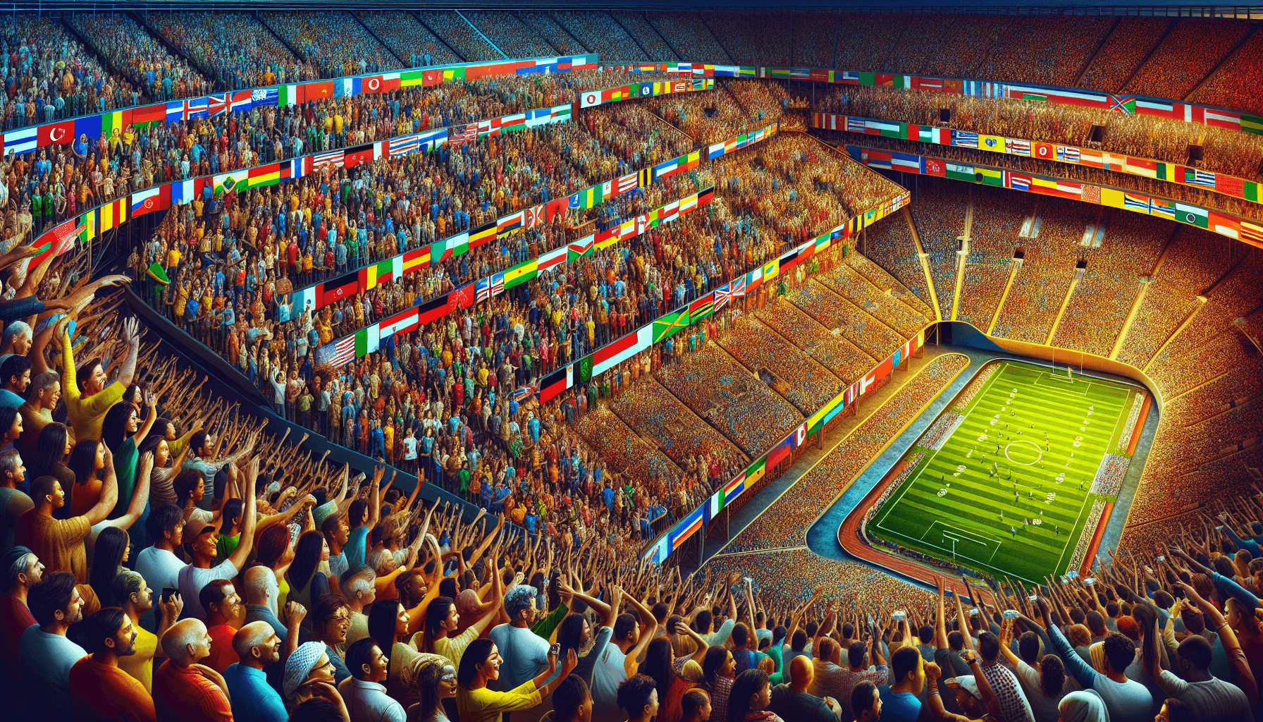 Estadio de fútbol lleno de aficionados